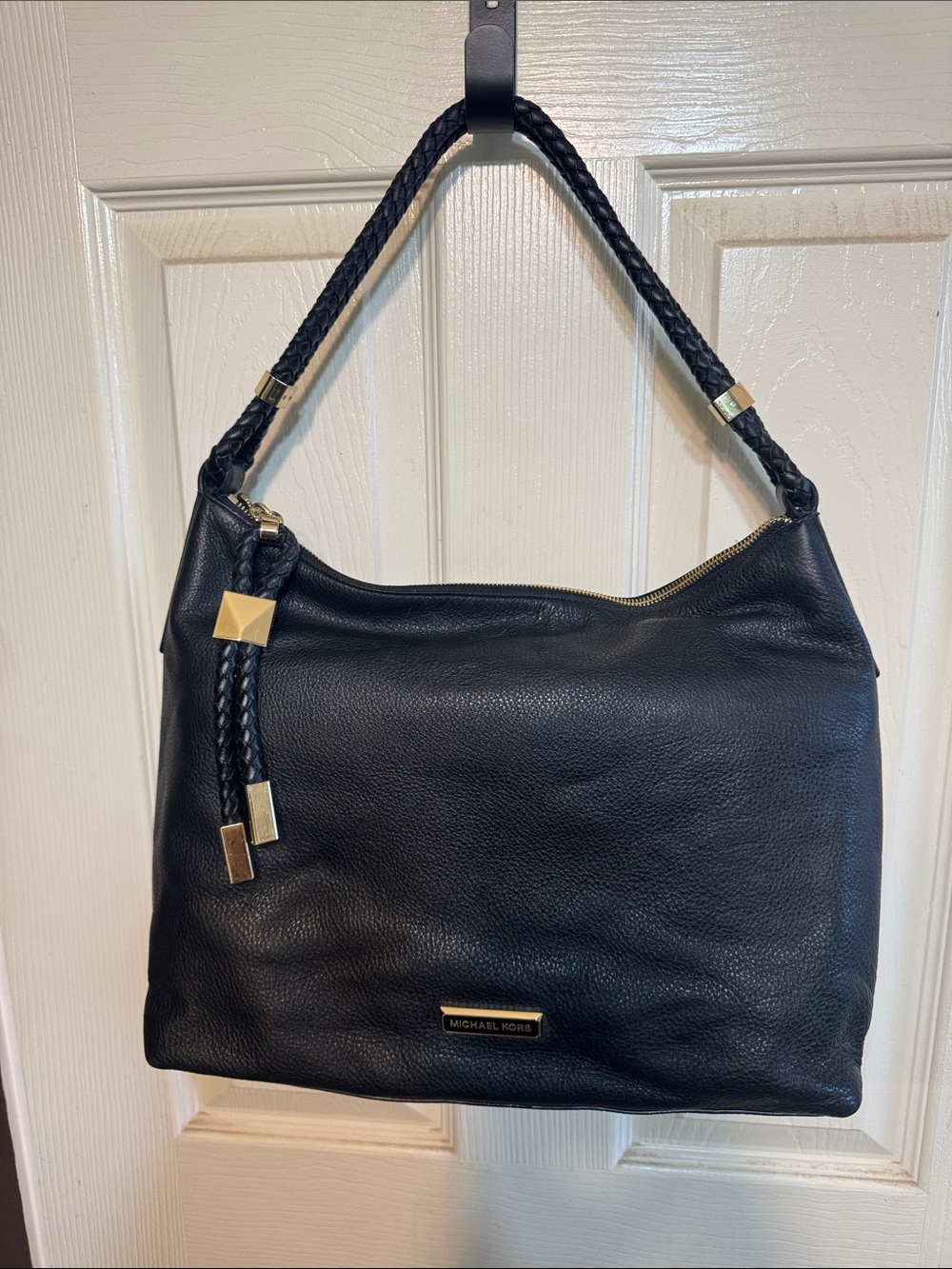 Michael Kors Lexington Braided-Handle Shoulder Hobo with Gold Accents